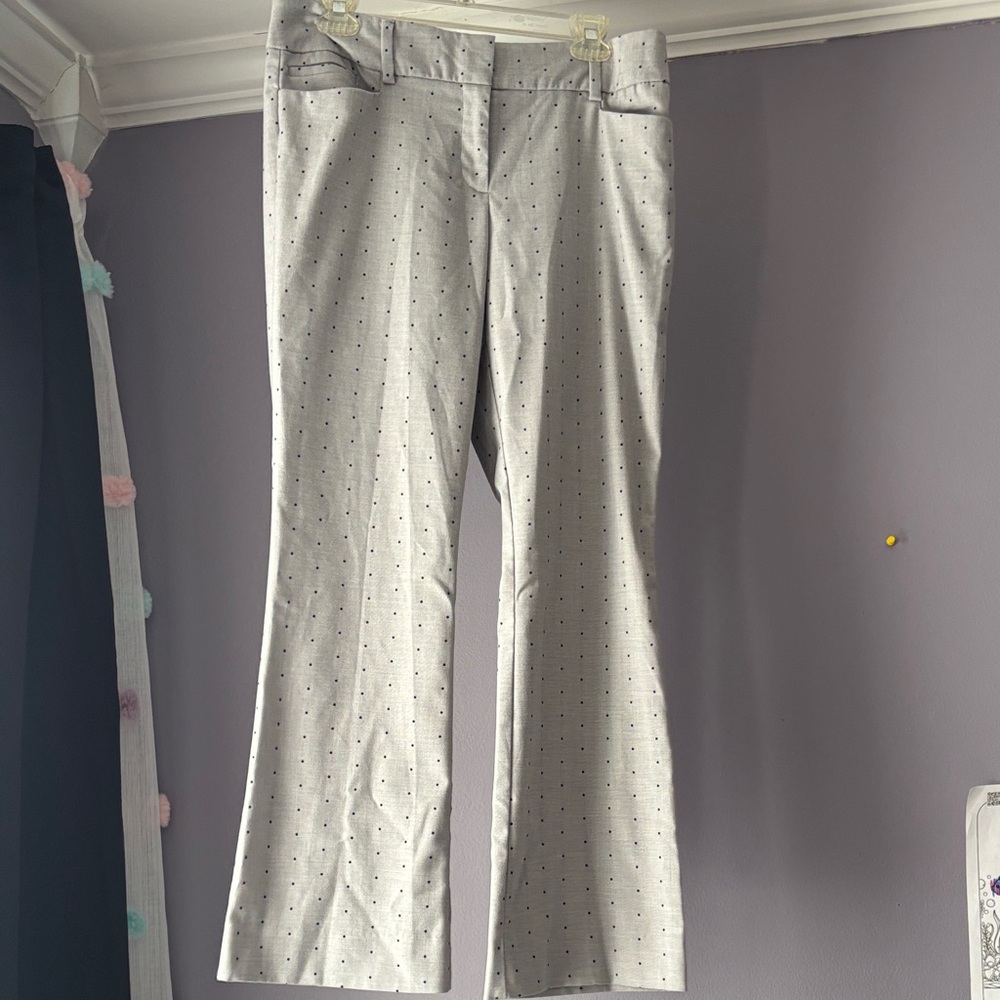 New York & Company Light Gray Polka Dot Dress Pants - 7th Avenue